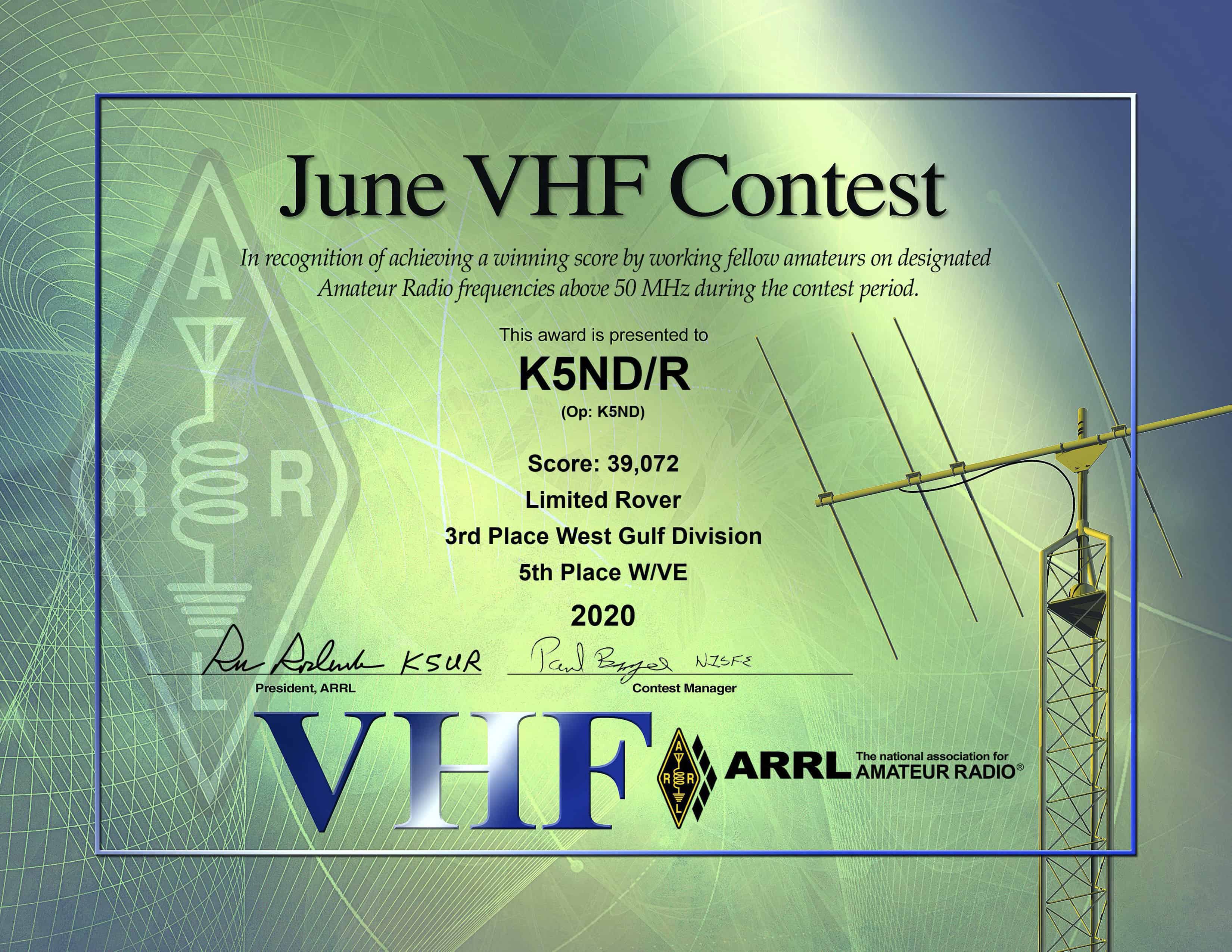 K5ND June 2020 VHF