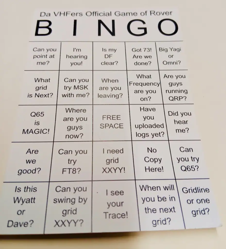 Rover Bingo Card
